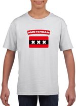 T-shirt met Amsterdamse vlag wit kinderen L (146-152)