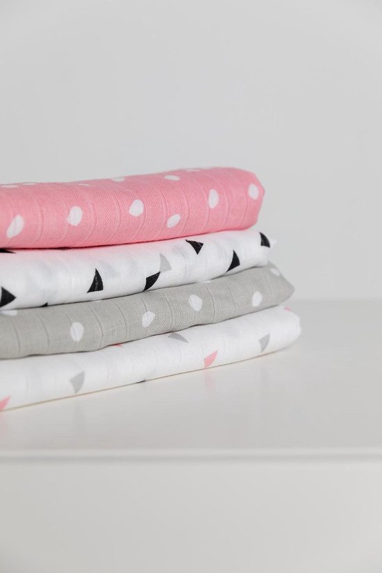 Little Lemonade Triangle Hydrofiel luier grey/pink (3pack) van Little Lemonade — afbeelding 2