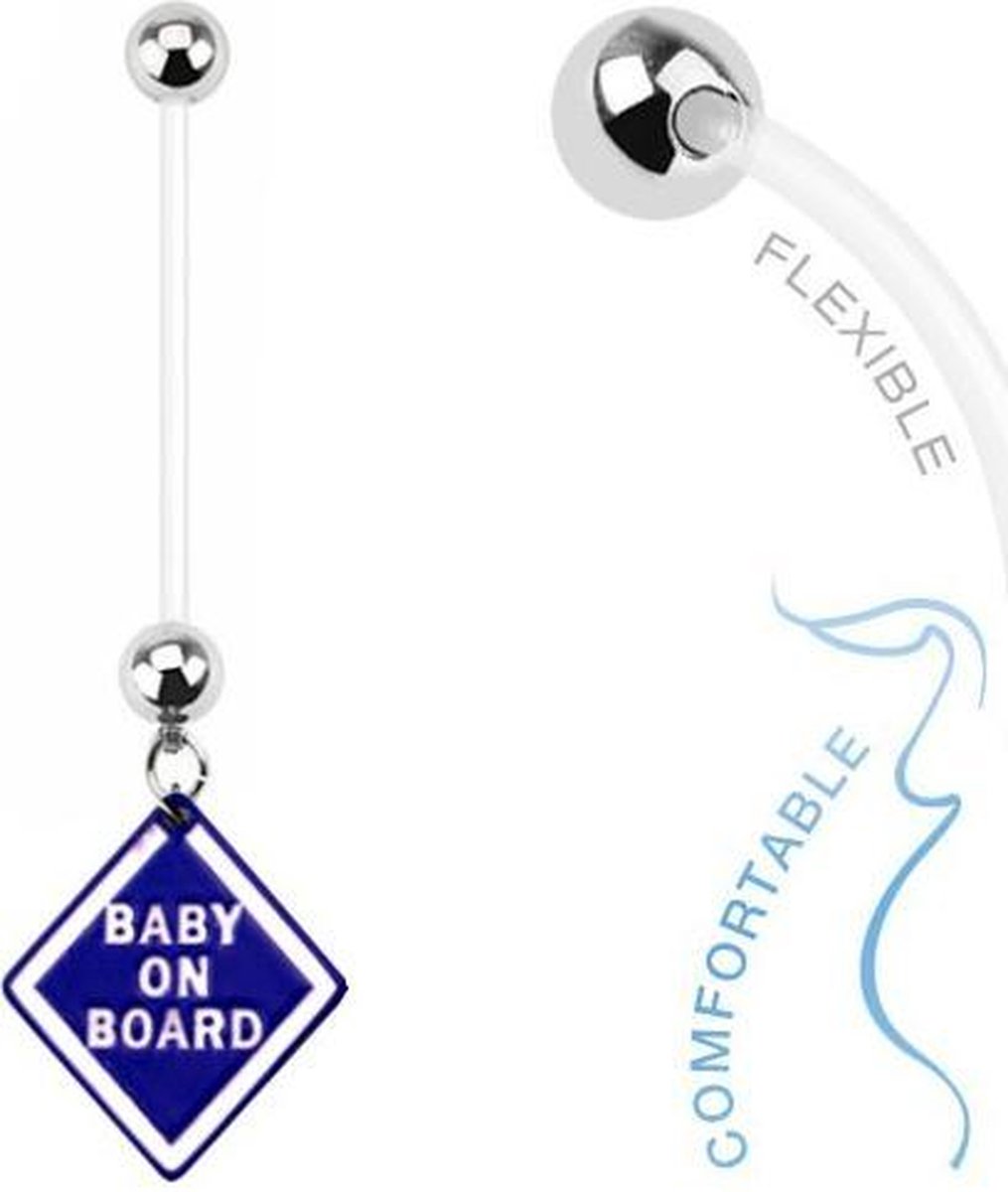 Fako Bijoux® - Zwangerschapspiercing - Baby on Board - Blauw