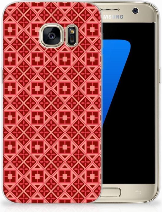 Protection Housse pour Samsung Galaxy S7 Coque Téléphone Batik Rouge