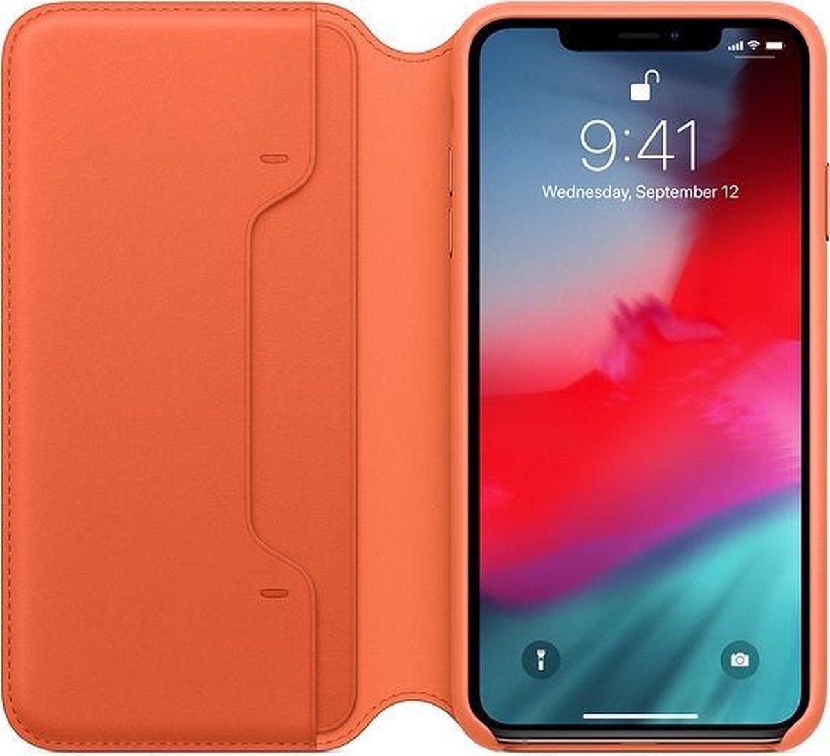Apple Leren Folio Hoesje voor iPhone Xs Max - Sunset Orange