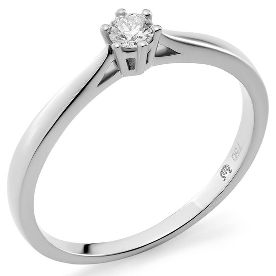 Orphelia RD-3919/1/54 - Bague Solitaire 6 griffes - Or blanc 18 Carats - Diamant 0.10 ct - Taille 54