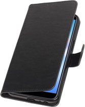 Zwart Pull-Up Booktype Hoesje voor Samsung Galaxy J6 Plus
