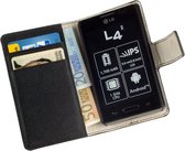 LELYCASE Bookcase Flip Cover Wallet Hoesje LG Optimus L4 2 E440 Zwart