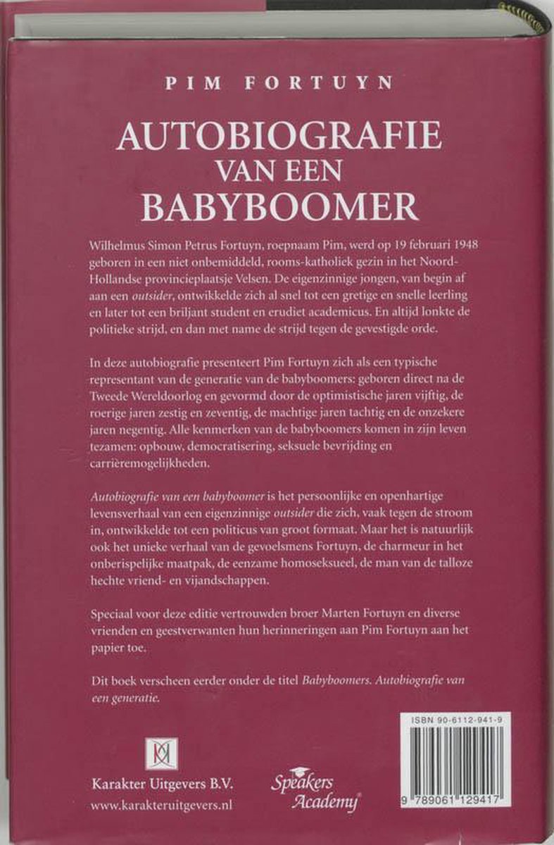 Autobiografie van een babyboomer - back cover