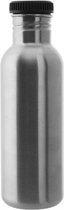 RVS fles 0,75L Basic Steel Bottle - Black screw cap, Laken