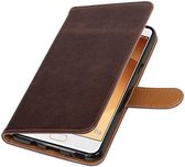 Zakelijke Book Case Telefoonhoesje Geschikt voor de Samsung Galaxy C9 - Portemonnee Hoesje - Pasjeshouder Wallet Case - Mocca