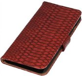 Snake Bookstyle Wallet Case Hoesjes voor Huawei Ascend G730 Rood