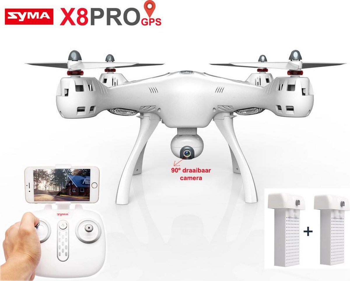 Syma X8 Pro drone met GPS - FPV live Draaibaar camera + extra accu | bol.com