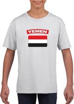 T-shirt met Jemenitische vlag wit kinderen XS (110-116)