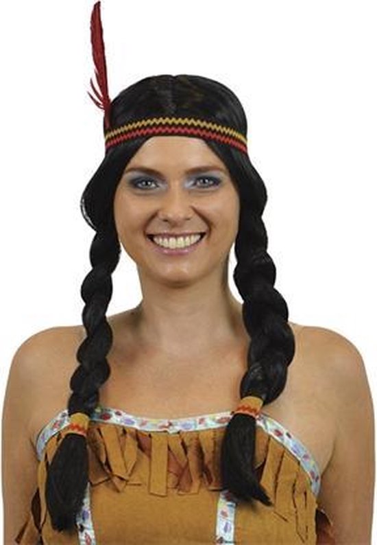 Op tijd Periodiek Speel Indianenpruik voor volwassenen - Lang zwart haar met vlechten en hoofdtooi  | bol.com