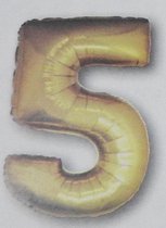 Folie ballon cijfer 5, goud 100 cm