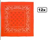 12x Bandana / mouchoir Orange fluo 53 x 53 cm
