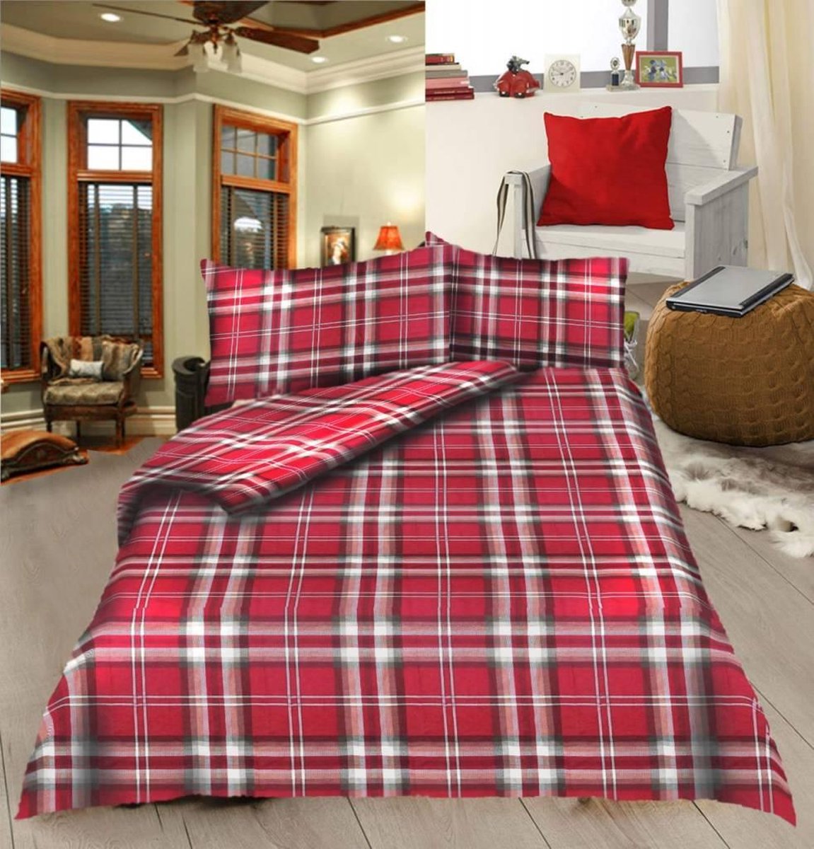 Swissation Sleepright - Dekbedovertrek Flanel - Tartan Maat: Lits