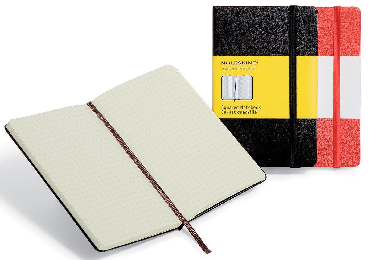 4x Moleskine notitieboek, 9x14cm, geruit, harde cover, 192 bladzijden, zwart