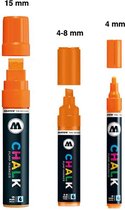 Oranje krijtstiften set - 3 chalk neon oranje markers in verschillende maten - Diverse toepassingen zoals glas, spiegel, krijtbord, schoolbord