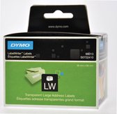 2x Dymo etiketten LabelWriter 89x36mm, transparant, 260 etiketten