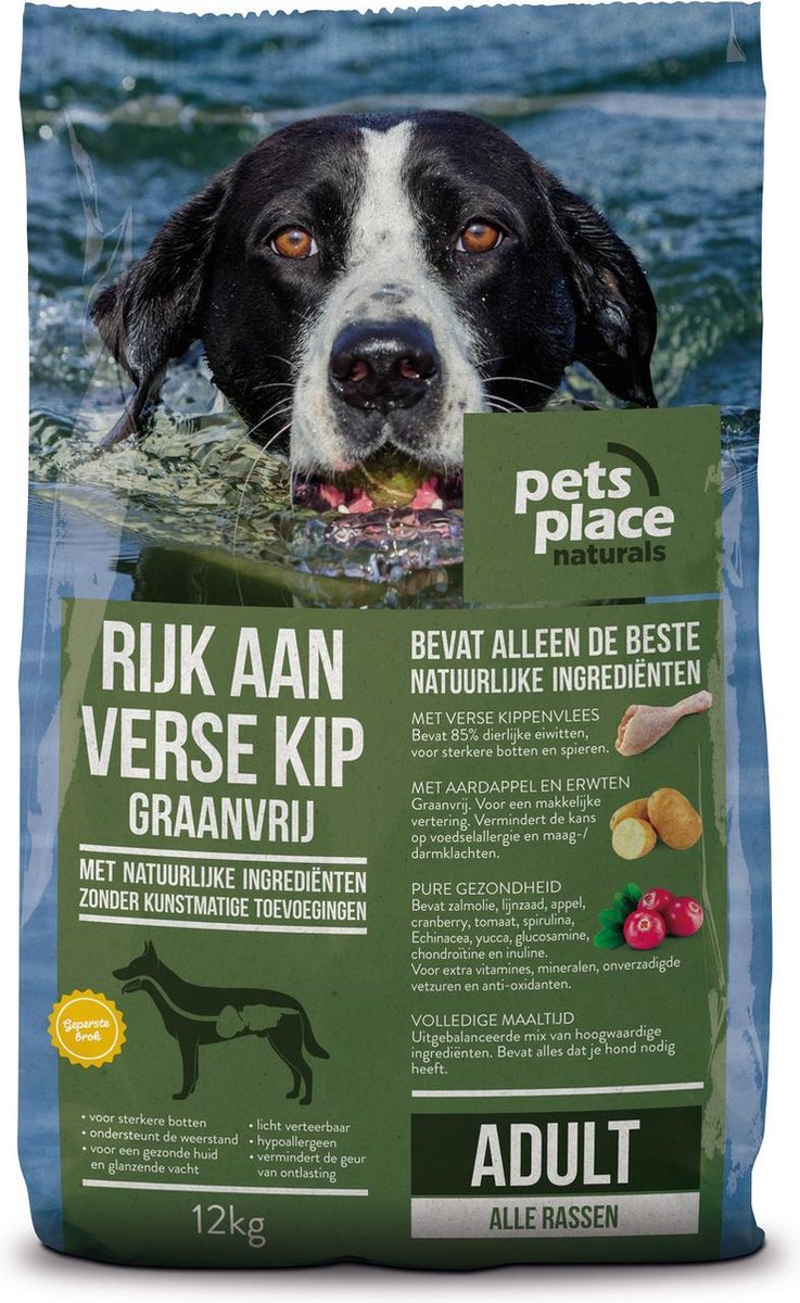 Pets Place Naturals Adult Graanvrij - Hondenvoer - Kip&Aardappel - 12 kg
