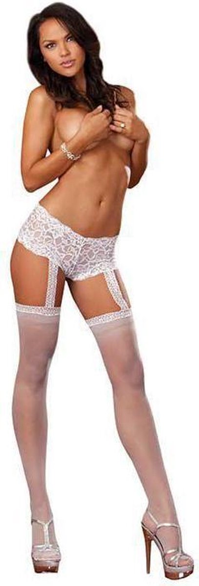 Dreamgirl Sekstuigje Kante short jarretelle en kousen set