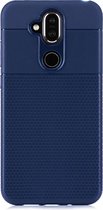 Shop4 - Nokia 8.1 Hoesje - Zachte Back Case Driehoekjes Donker Blauw