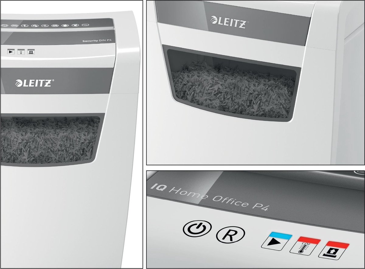Leitz IQ Home Office Papierversnipperaar voor Thuis - P4 Snippers - Tot 10 Vel - 23L - Wit thumbnail 3