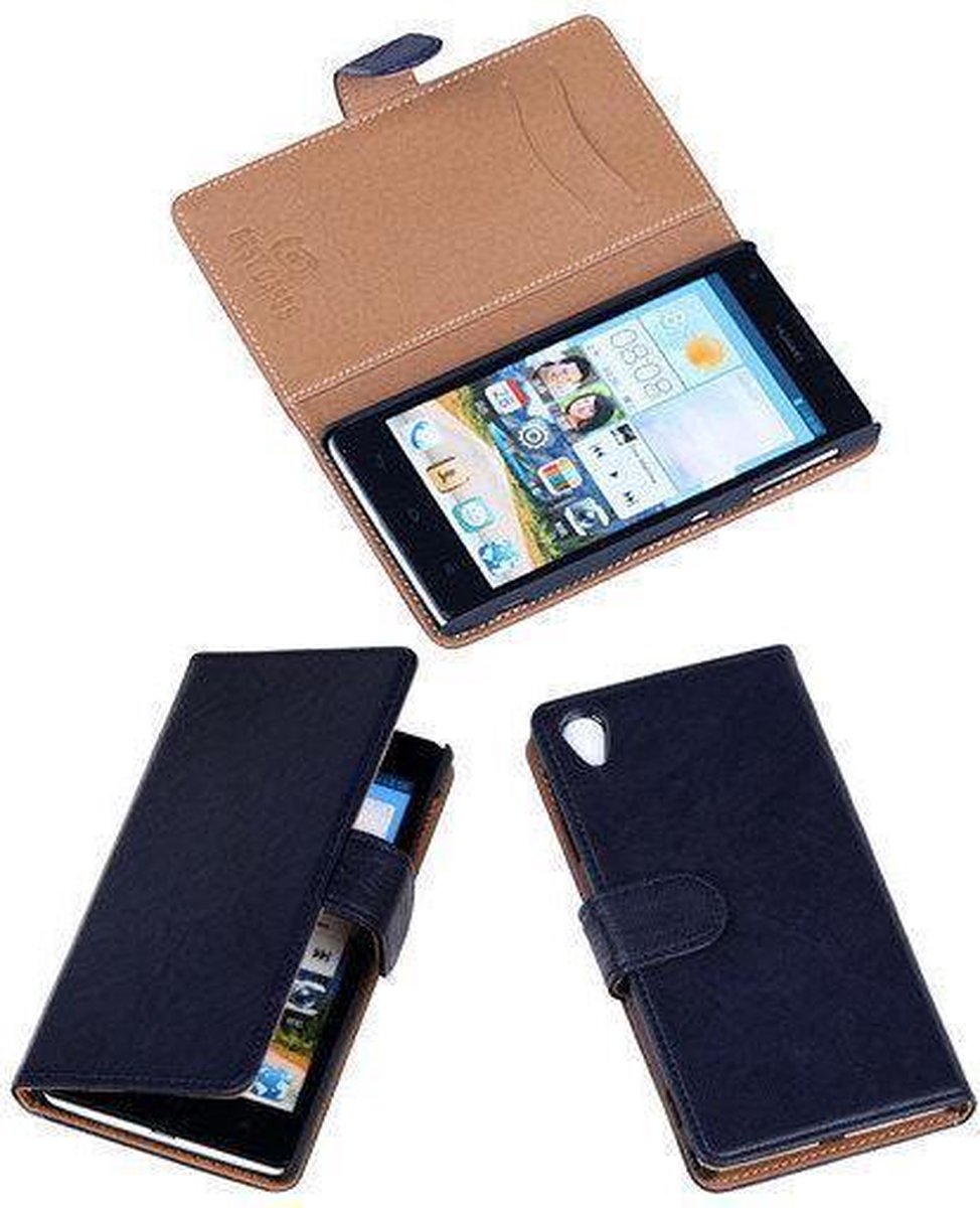 BestCases Zwart Luxe Echt Lederen Booktype Hoesje Sony Xperia Z1
