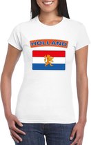T-shirt met Nederlandse vlag wit dames L