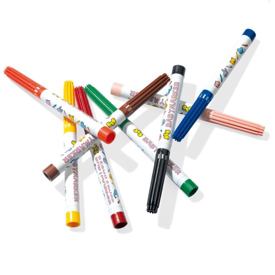 SES - My First - Baby markers - 8 kleuren stiften - veilige dop - ronde, stevige punt - makkelijk uitwasbaar - SES
