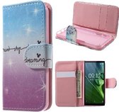 Qissy Never Stop Dreaming portemonnee case hoesje voor Huawei Y5 2017 en Huawei Y6 2017