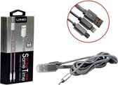 LDNIO LC-86 Zilver Lightning kabel en Micro Usb oplaadkabel 2 in 1 geschikt voor o.a Sony C4 C5 E3 E4 E5 M2 M4 Aqua
