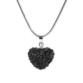 Fako Bijoux® - Ketting - Disco Dots - Hart - Zwart