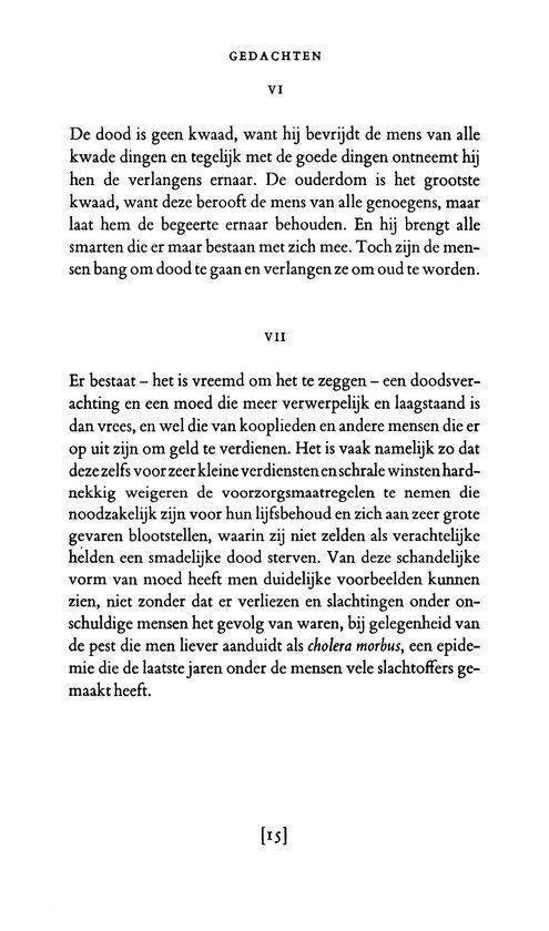 Tekstpagina met Giacomo Leopardi's Gedachten, drukpagina 6.