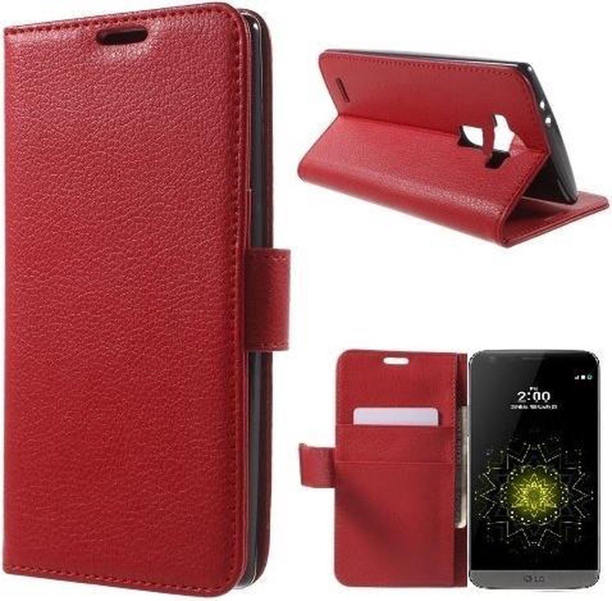 Litchi Cover wallet case hoesje LG G5 rood