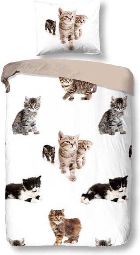 Snoozing Kittens - Flanelle - Housse de couette - Simple - 140x200/220 cm + 1 taie d'oreiller 60x70 cm - Multi coloris