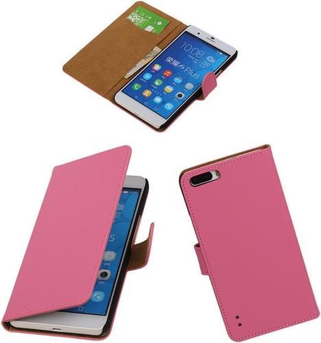 Roze Honor 6 Plus Book/Wallet Case/Cover Hoesje