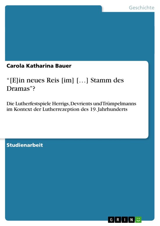 Boek cover [E]in neues Reis [im] [...] Stamm des Dramas? van Carola Katharina Bauer (Onbekend)