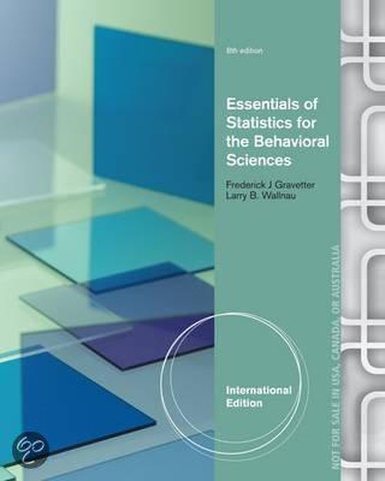 Essentials Of Statistics For The Behavioral Sciences