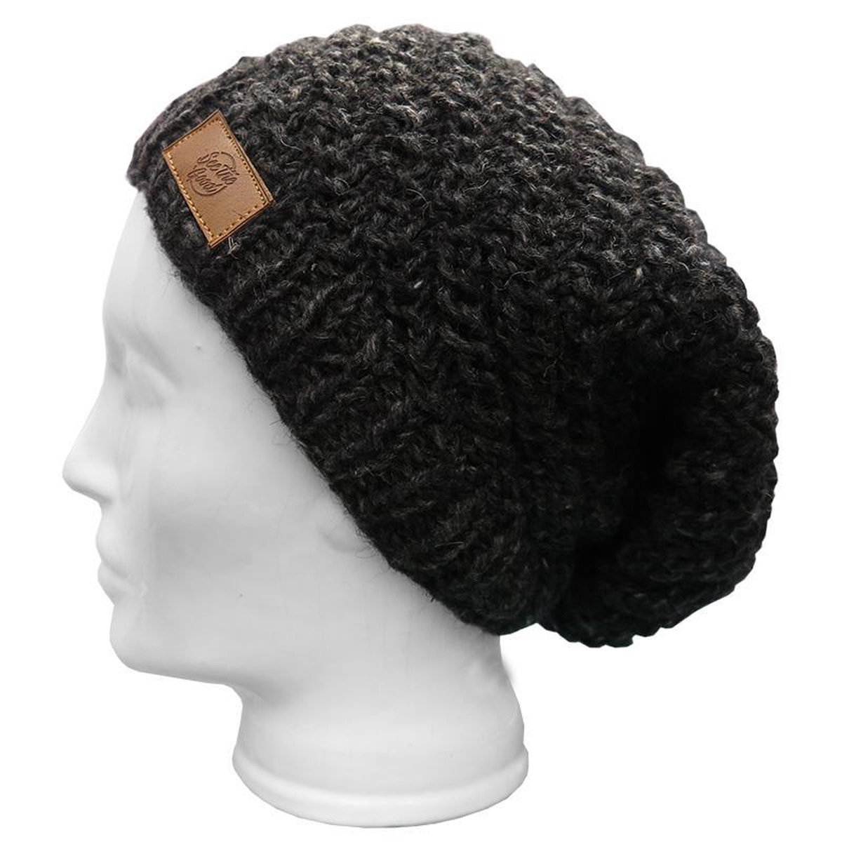 Wollen Beanie - Handgemaakt - Antraciet zwart ''Himalayan''