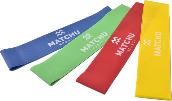 Matchu Sports - Weerstandsbanden set - Power band - Set van 4 - Resistance band - Fitness elastiek