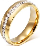 Schitterende Gold Plated Zirkonia Dames Ring | Volledig rondom belegd mét zirkonia |15,75 mm Maat 49