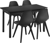 Eetkamerset eethoek Lendava 5-delig tafel met 4 stoelen zwart