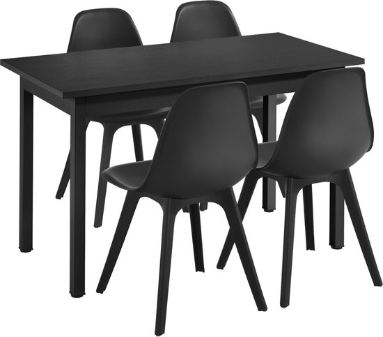 Verbeelding autobiografie Dank u voor uw hulp Eetkamerset eethoek Lendava 5-delig tafel met 4 stoelen zwart | bol.com