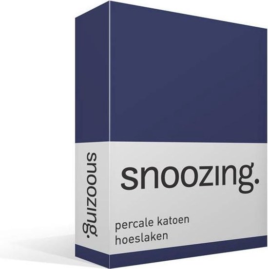 Snoozing - Hoeslaken  - Lits-jumeaux - 160x210 cm - Percale katoen - Navy