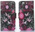 Movizy walletcase iPhone 6(S) - Vlinder-bloem - zwart