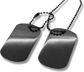 Amanto Ketting Elco Black - 316L Staal PVD - Dogtag - 52x30mm - 70cm