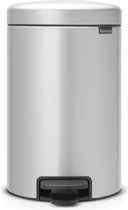 Brabantia NewIcon poubelle à pédale 12 litres avec seau intérieur synthétique - Metallic Grey
