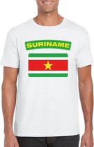 T-shirt met Surinaamse vlag wit heren M