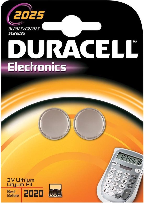 Piles bouton DL2025 / CR2025 / 3V Duracell - 2 piles