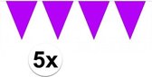 5x vlaggenlijn / slinger paars 10 meter - totaal 50 meter - slingers