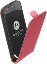 Lelycase Lederen Flip case case Telefoonhoesje Motorola Moto G Roze